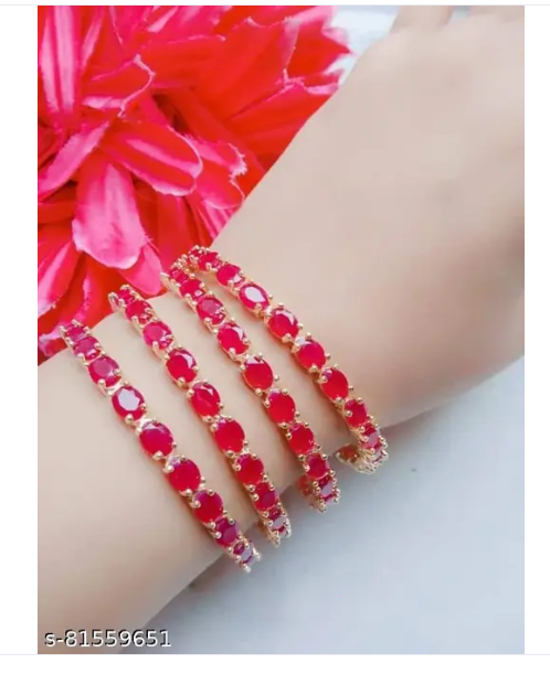 Ruby AD 4 Bangles Set