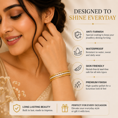 Trinket Bling Premium Gold Finish Bracelet for Women | Anti Tarnish Waterproof Luxury Crystal Bracelet